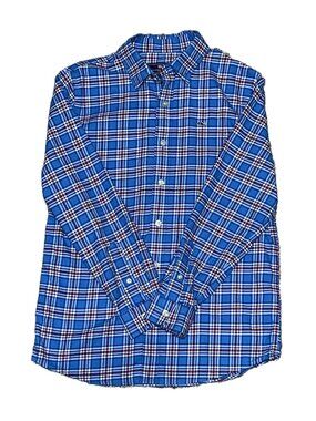 Coastal Preppy Nautical Vineyard Vines Whale Plaid Flannel Shirt Youth Boys Med